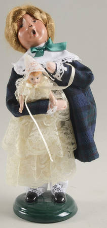 Traditional Assorted Carolers Girl With Doll-Blue Dress - No Box Nb1623