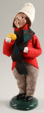 Traditional Assorted Carolers Boy With Fruit- Red - No Box Nb1630