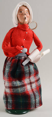 Traditional Assorted Carolers Woman With Music-Red Coat/Plaid Skirt - No Box Nb1636