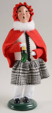 Traditional Assorted Carolers Girl With Pickle Ornament-Red Coat - No Box Nb1634