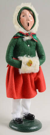 Traditional Assorted Carolers Girl With Muff Freen Coat Red Skirt - No Box Nb1639