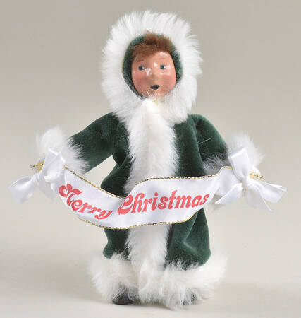Traditional Assorted Carolers Toddler Holding Merry Christmas Banner - No Box Nb1643