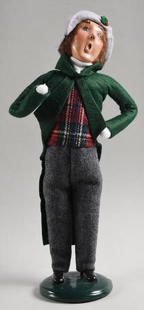 Traditional Assorted Carolers Man-Green Coat & Plaid Shirt - Nb801, No Box