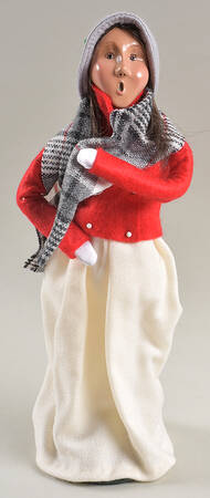 Traditional Assorted Carolers Woman W/ Red Coat & White Skirt - No Box Nb1652