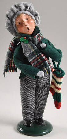 Traditional Assorted Carolers Boy With Stocking -Green Coat - No Box Nb1662