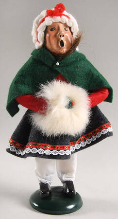 Traditional Assorted Carolers Girl With Muff-Green Cape - No Box Nb1667