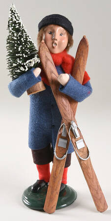 Traditional Assorted Carolers Smithsonian Boy With Tree/Skis - No Box