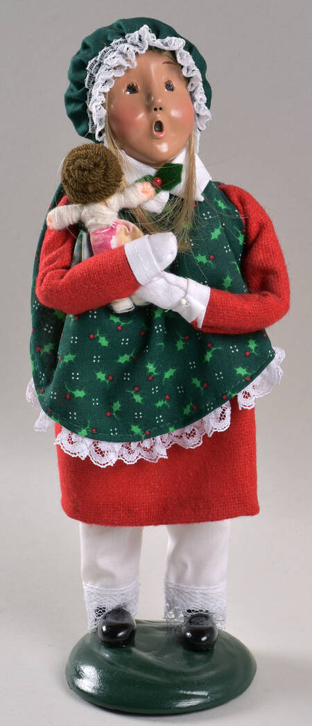 Traditional Assorted Carolers Girl With Doll-Red Dress - No Box Nb1696