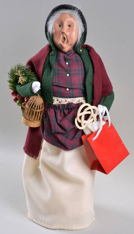 Traditional Assorted Carolers Shopper Grandmother With Birdcage - No Box Nb1694