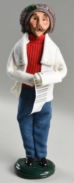 Traditional Assorted Carolers Mustache Man With Music White Coat - No Box Nb1703