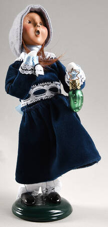 Traditional Assorted Carolers Girl With Pickle Ornament-Blue Dress - No Box Nb1708