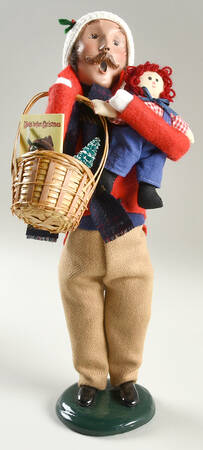 Traditional Assorted Carolers Shopper Man With Rag Doll-Red - No Box Nb1733