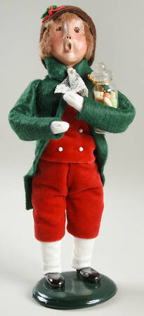 Traditional Assorted Carolers Boy With Candy Jar-Green Coat - No Box Nb1715