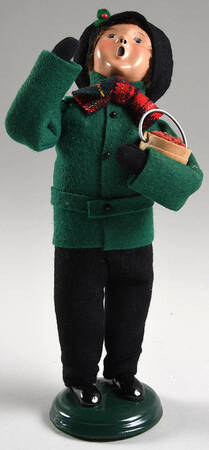 Traditional Assorted Carolers Boy With Bucket-Green Jacket - No Box Nb1734