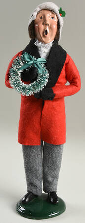 Traditional Assorted Carolers Man With Wreath Red Coat - No Box Nb1727