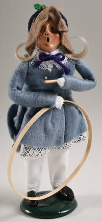 Traditional Assorted Carolers Girl With Hoop-Gray Dress - No Box Nb1747