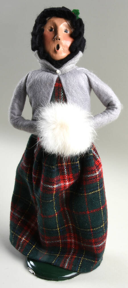 Traditional Assorted Carolers Woman With Muff;Grey Coat - No Box Nb1760