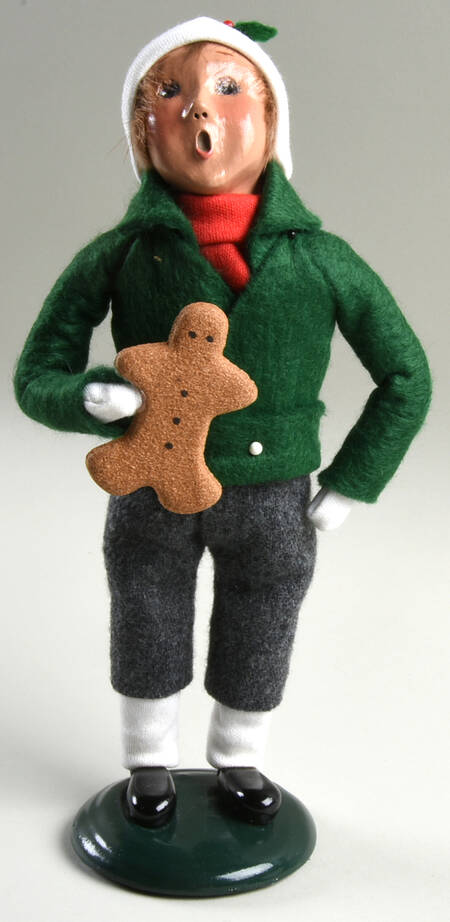Traditional Assorted Carolers Boy With Gingerbread Man-Green - No Box Nb1756
