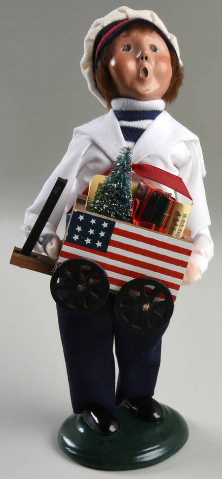 Traditional Assorted Carolers Patriotic Sailor Boy With Wagon - No Box Nb1749