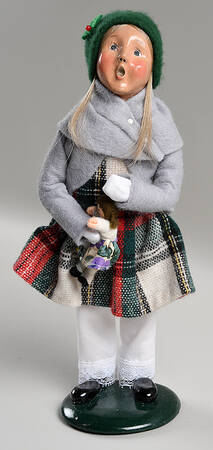 Traditional Assorted Carolers Girl With Doll-Grey Coat - No Box Nb1761