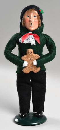 Traditional Assorted Carolers Boy With Gingerbread - Green  - No Box Nb1766