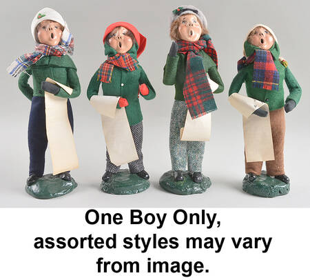 Traditional Assorted Carolers Boy With Music-Green Coat - No Box