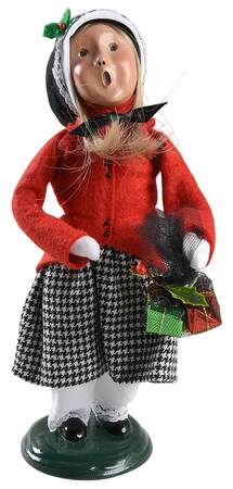 Traditional Assorted Carolers Girl With Gifts-Red - No Box