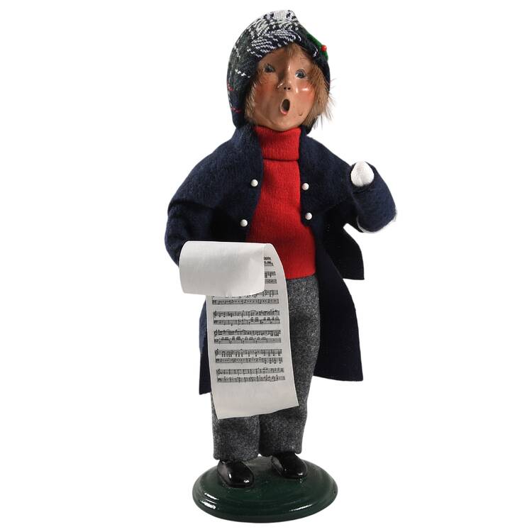 Traditional Assorted Carolers Boy With Music-Blue - No Box