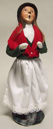 Traditional Assorted Carolers Woman With Apron-Green Coat - No Box