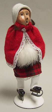 Winter Outdoor Activities Victorian Skating Girl-Red Cape - No Box