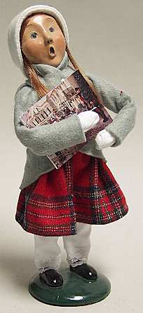 Traditional Assorted Carolers Girl With Advent Calendar - No Box