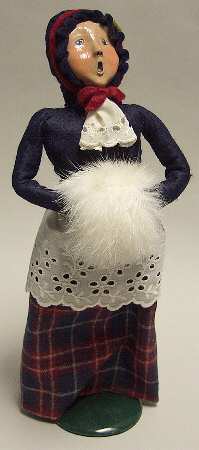 Traditional Assorted Carolers Woman With White Muff-Lace Apron - No Box
