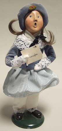 Traditional Assorted Carolers Girl With Postcard - No Box