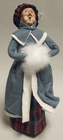 Traditional Assorted Carolers Grandmother With Muff-Long Grey Coat - No Box
