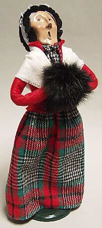 Traditional Assorted Carolers Grandmother With Muff-Plaid Skirt - No Box