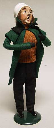 Traditional Assorted Carolers Man In Green Coat Brown Shirt - No Box