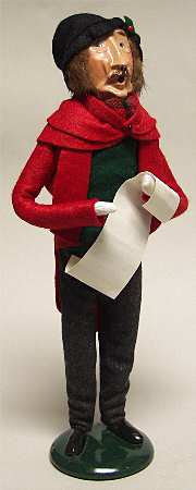 Traditional Assorted Carolers Mustache Man With Music-Red - No Box