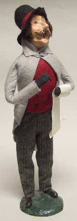 Traditional Assorted Carolers Mustache Man With Music-Grey - No Box