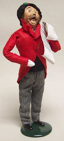 Traditional Assorted Carolers Mustache Man With Music Red Coat - No Box
