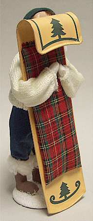 Winter Outdoor Activities Boy With Sled-White Sweater - No Box
