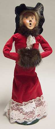 Victorian Assorted Carolers Woman With Muff Red Dress - No Box