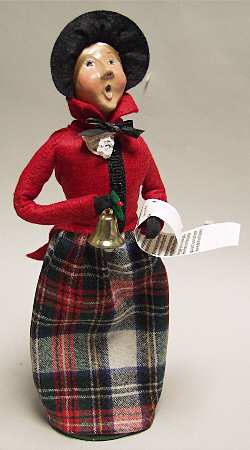 Traditional Assorted Carolers Woman With Bell & Music-Red Coat - No Box