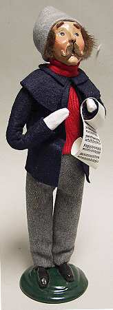 Traditional Assorted Carolers Mustache Man With Music Blue - No Box