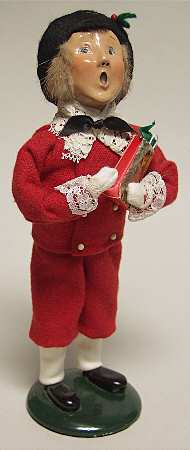 Victorian Assorted Carolers Boy With Gift Bag-Red Suit - No Box