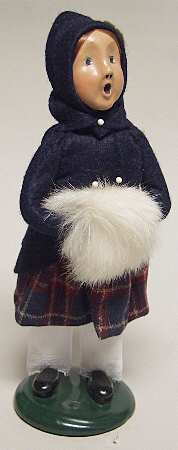 Traditional Assorted Carolers Girl With Muff-Blue Hood - No Box
