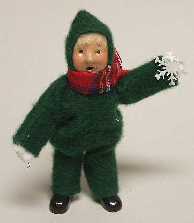 Winter Outdoor Activities Toddler With Snowflake-Green Snowsuit - No Box