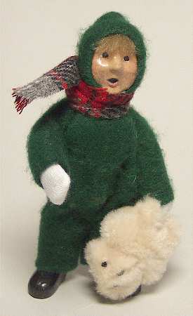 Traditional Assorted Carolers Toddler With Bear Green Snowsuit - No Box