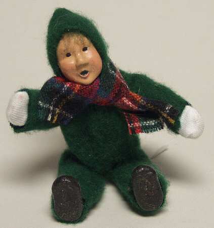 Winter Outdoor Activities Toddler In Green Snowsuit - No Box