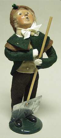 Victorian Assorted Carolers Boy With Shovel-Green & Brown - No Box