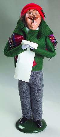 Traditional Assorted Carolers Mustache Man With Music Green - No Box 159